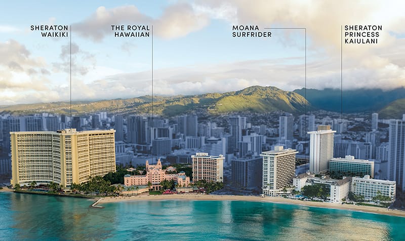 Sheraton Hotels (Sheraton Waikiki,Royal Hawaiian,Moana Surfrider,Sheraton Princess Kaiulani)