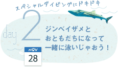 ２日目：ジンベイザメとおともだちになって一緒に泳いじゃおう！